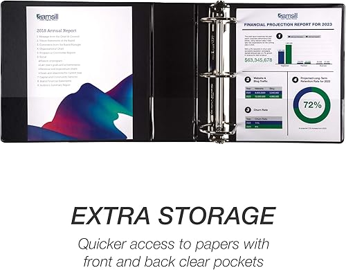 Vista 207 de Samsill Carpeta duradera de 1.5 pulgadas, fabricada en los Estados Unidos, carpeta de anillos en D, carpeta transparente personalizable, surtido