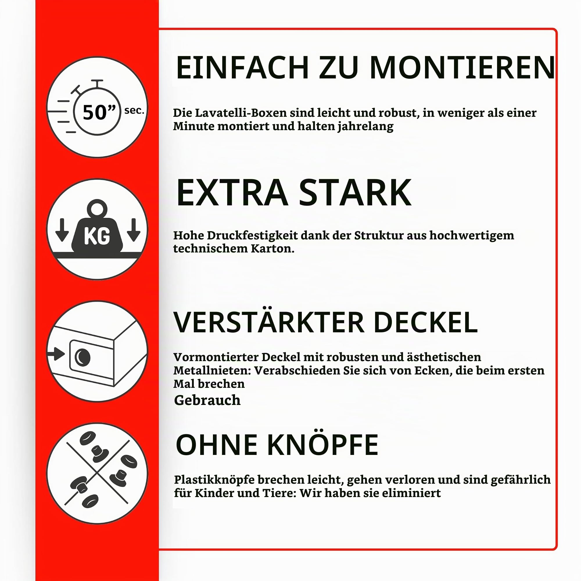 Lavatelli Set aus 6 Aufbewahrungsboxen mit Deckel – Große Kleiderboxen aus Karton 39x50x24 cm – Robust, leicht zu montieren, mit Tragegriffen – Perfekt für Kleiderschrank & Saisonwechsel Hortensien