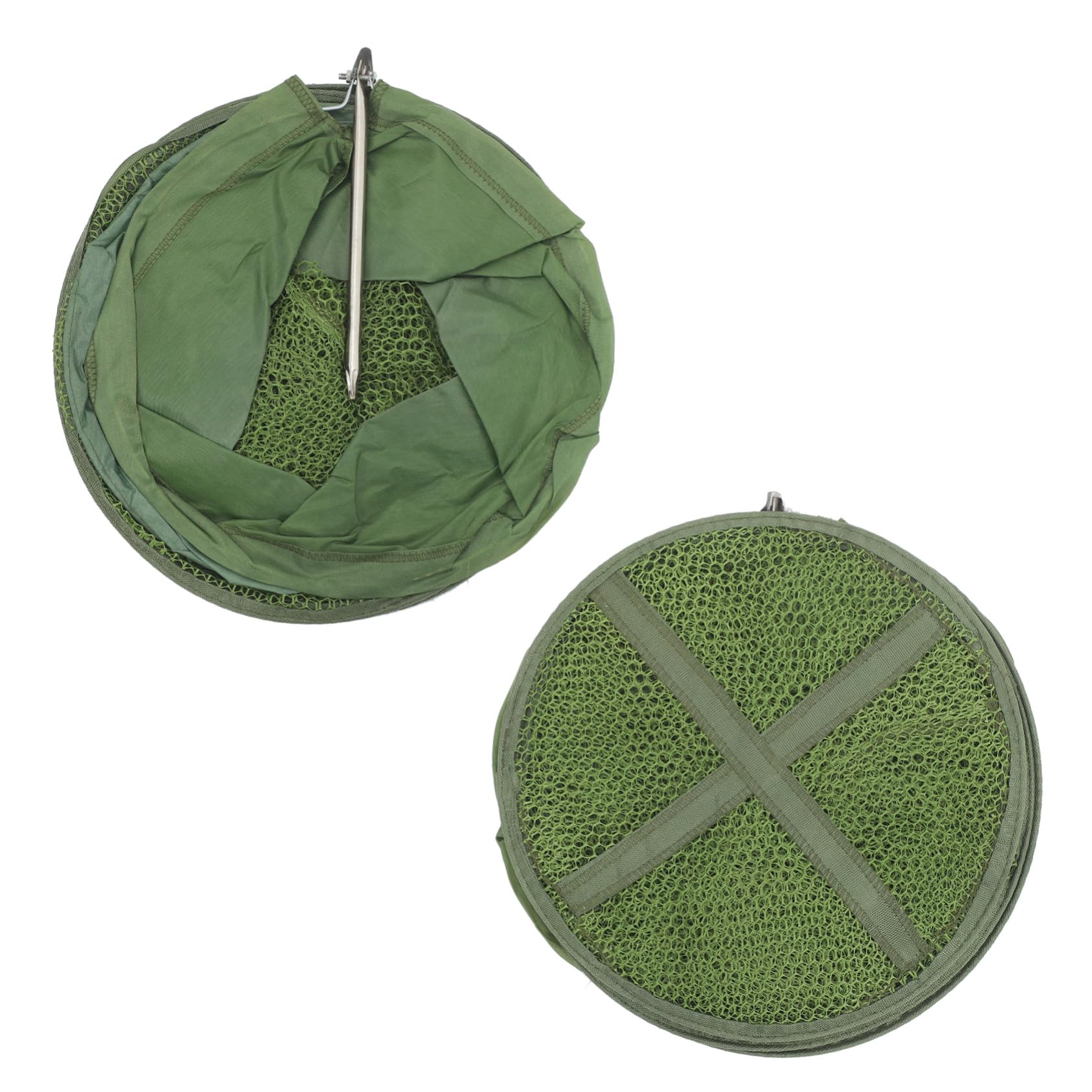 Nassa da Pesca Pieghevole 2 Pezzi in Nylon Verde per Pesca | Portatile e Pratica, Facile da Riporre, Design Pieghevole Compatto, Set da 2 Pezzi