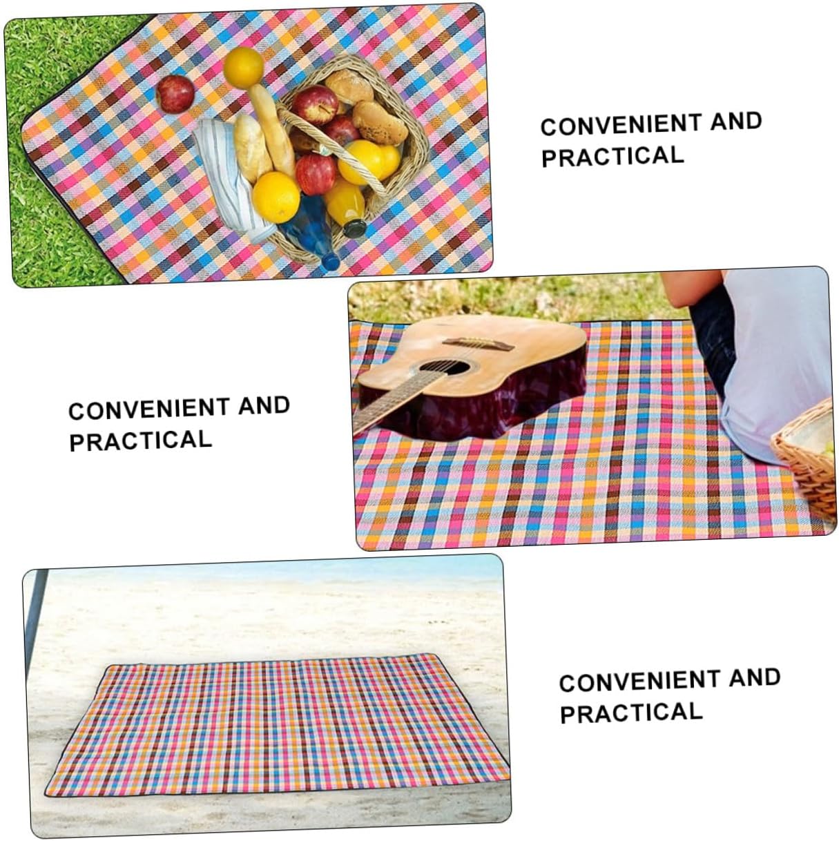 Waterproof Leather Picnic Mat with Strap, 150x200cm Outdoor Camping Blanket and Beach Cushion, Thickened Moisture-Proof Picnic Pad for Travel and Park Use