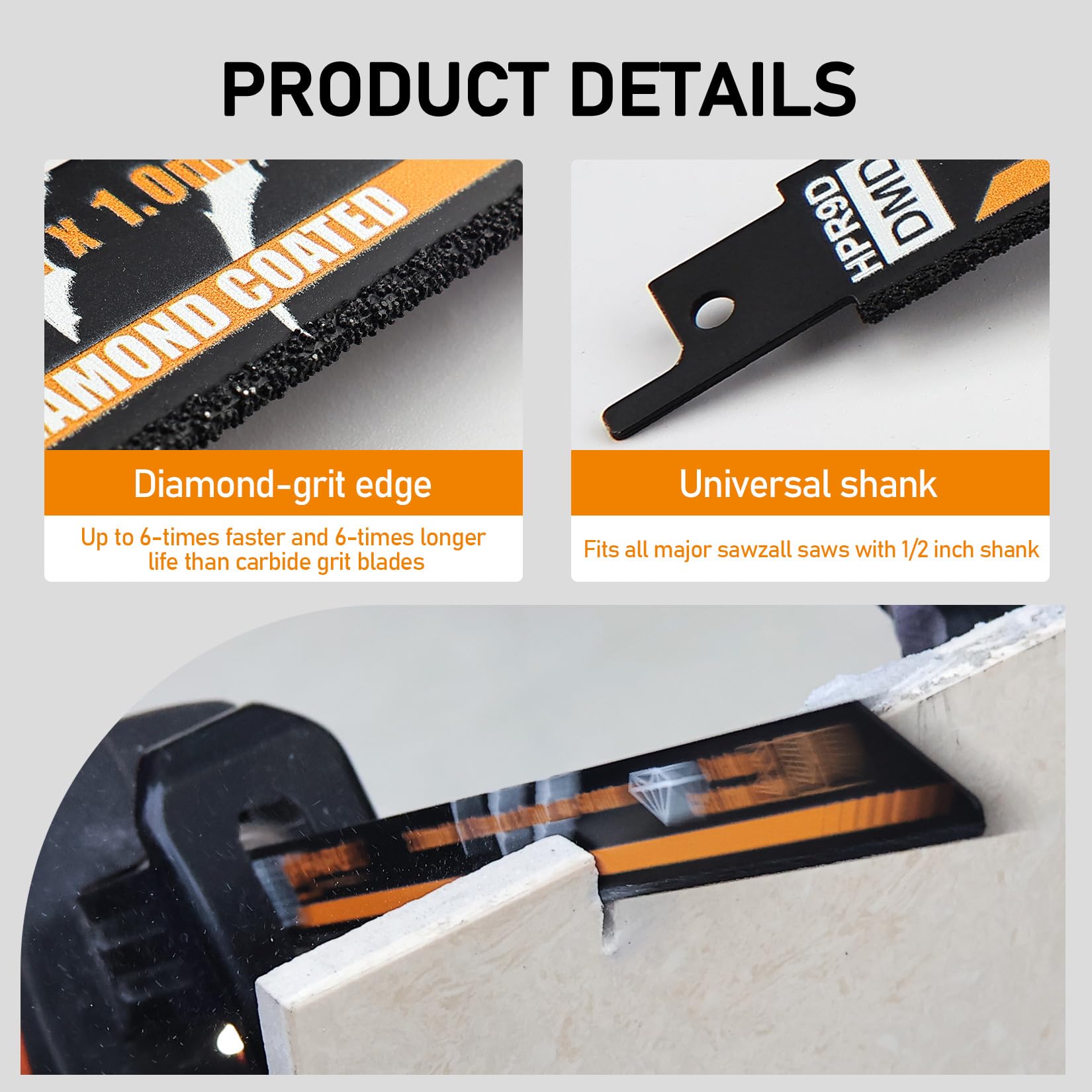 HAPU HARPOW TOOLS Brzeszczoty do piły szablastej ziarnistej 40-50 do żeliwa, muru, włókna cementowego i włókna szklanego, 22,9 cm