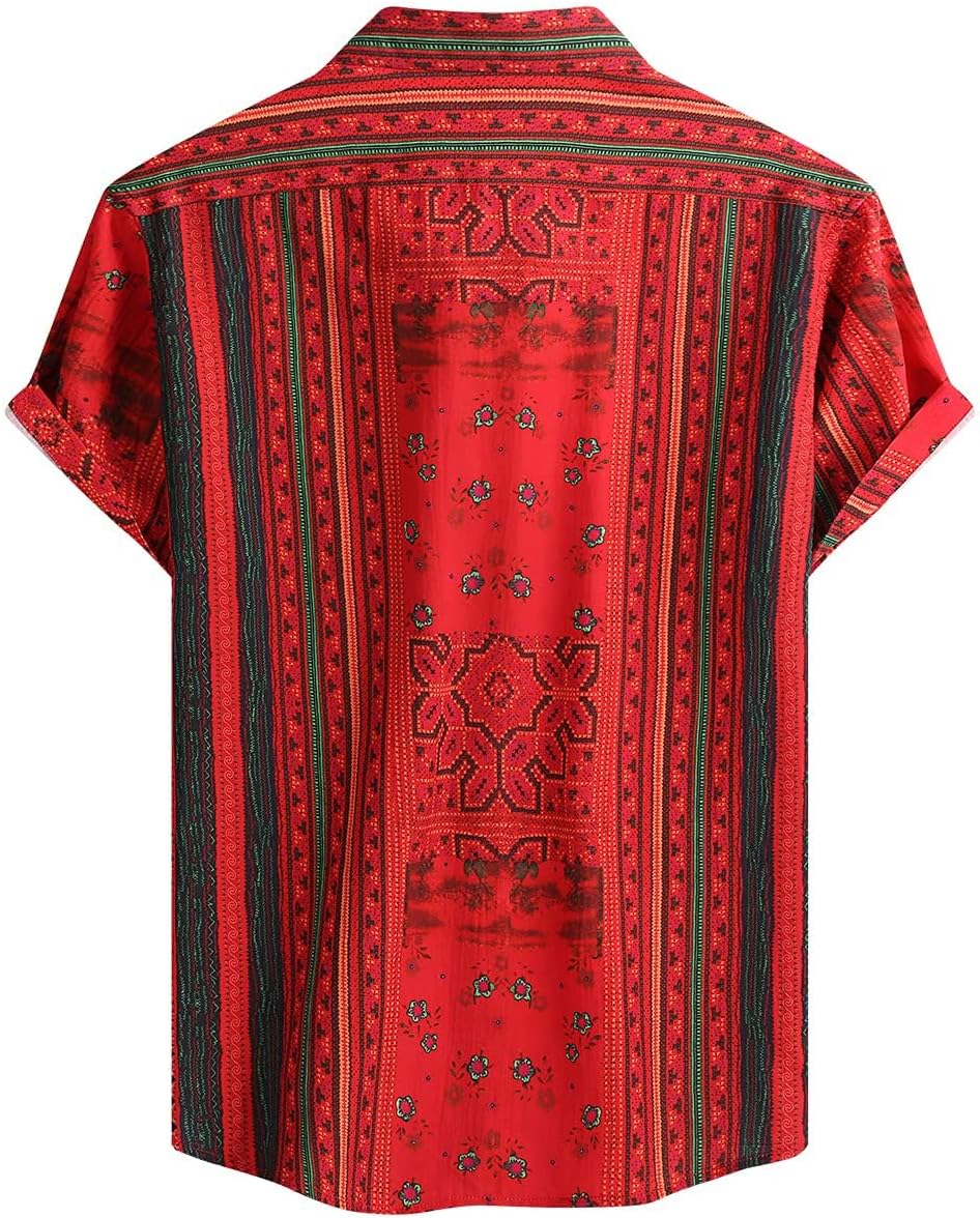MCEDAR Mens Casual Short Sleeve Button Up Vintage Summer Hawaiian Beach Vacation Shirts (Size S-5XL Big and Tall) - Image 2