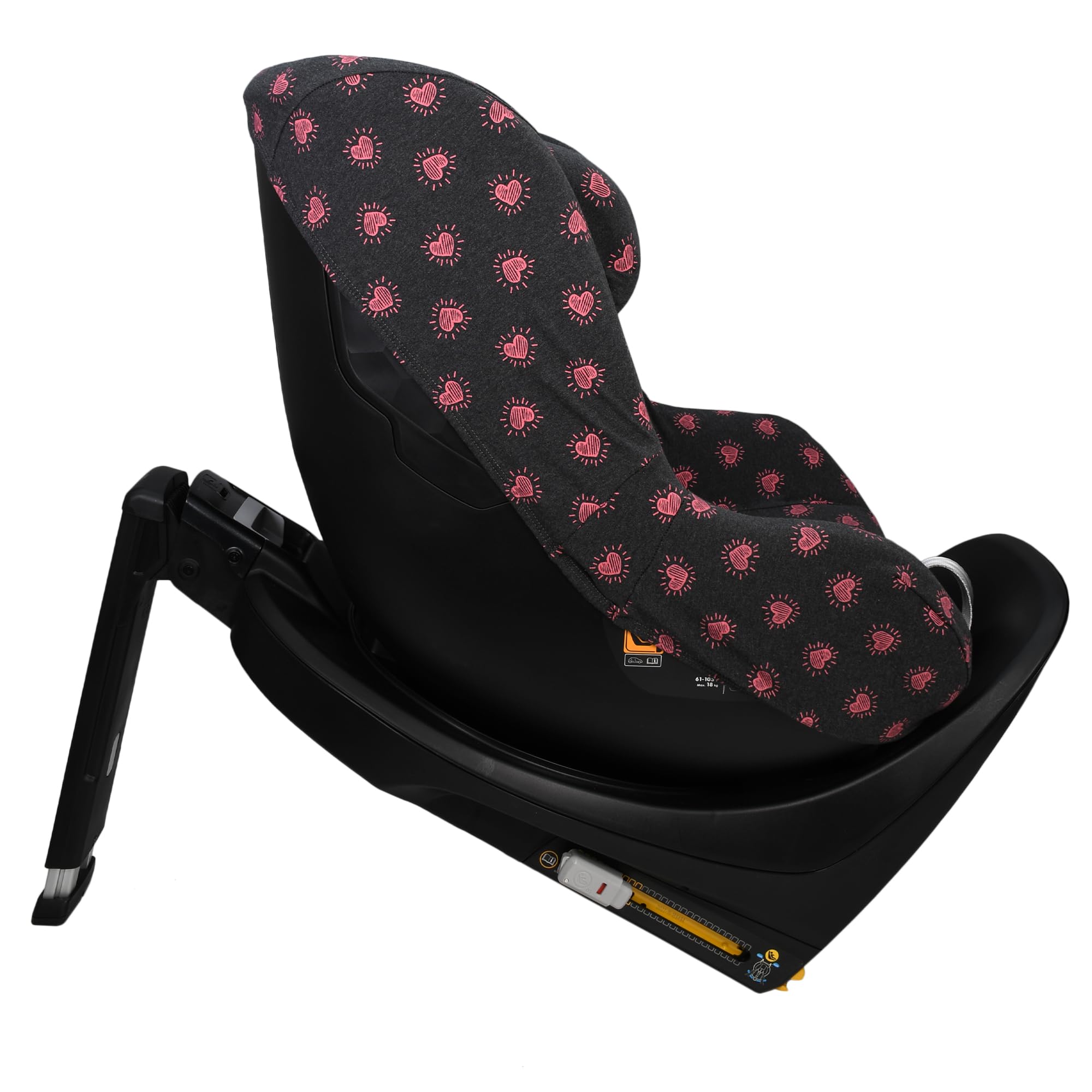 JYOKO KIDS Rivestimento per seggiolino auto in cotone compatibile con Maxi Cosi (Maxi Cosi Mica Eco I-Size, Fluor Heart)
