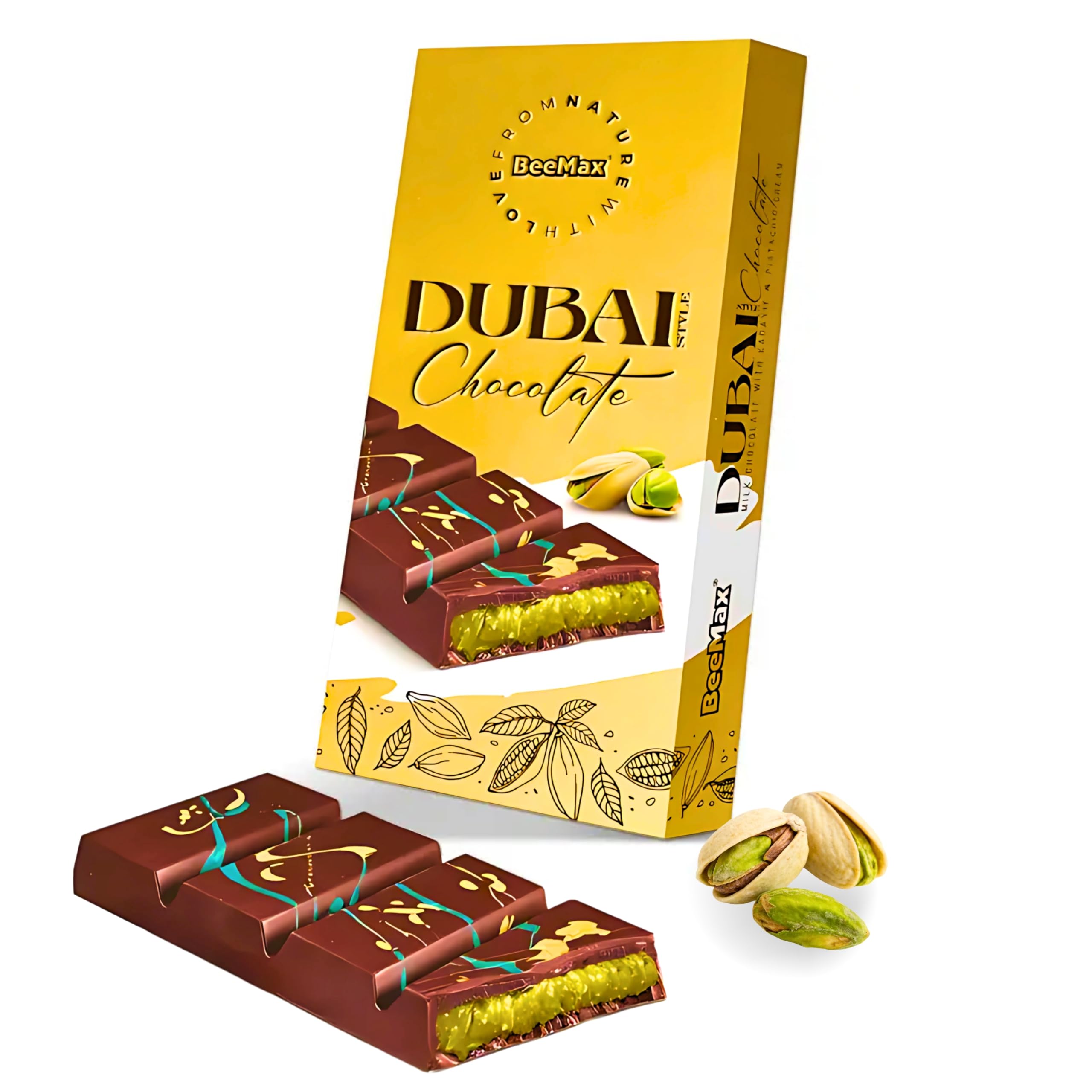Dubai Chocolate | Chocolate dubai Premium con leche con kadayif y crema de pistacho | Laborawi (95g)