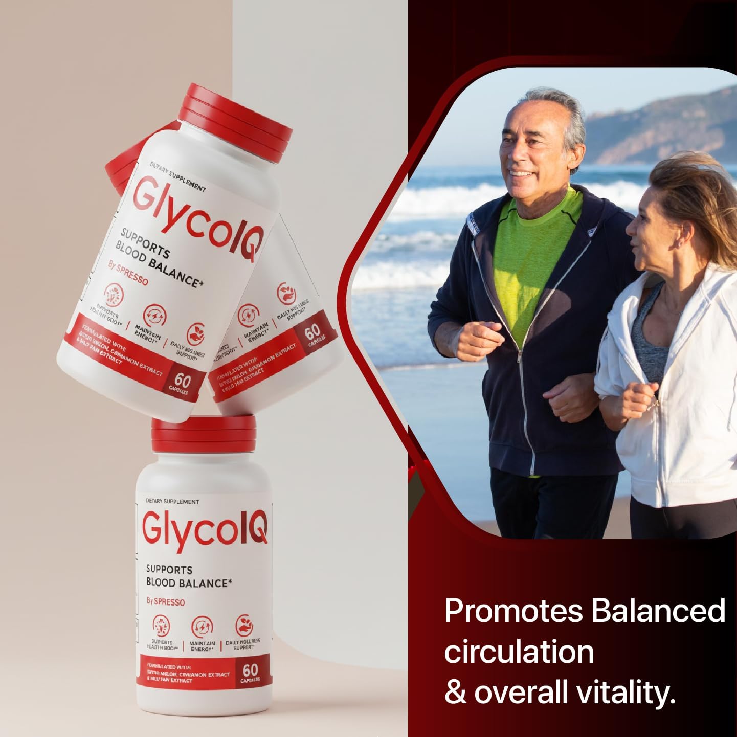 (2 Pack) GlycoIQ Capsules, All Natural Glyco IQ Support Supplement Pills with Premium Ingredients, Advanced GlycoIQ Maximum Strength Formula for Healthy Circulation & Balanced Levels (120 Capsules)