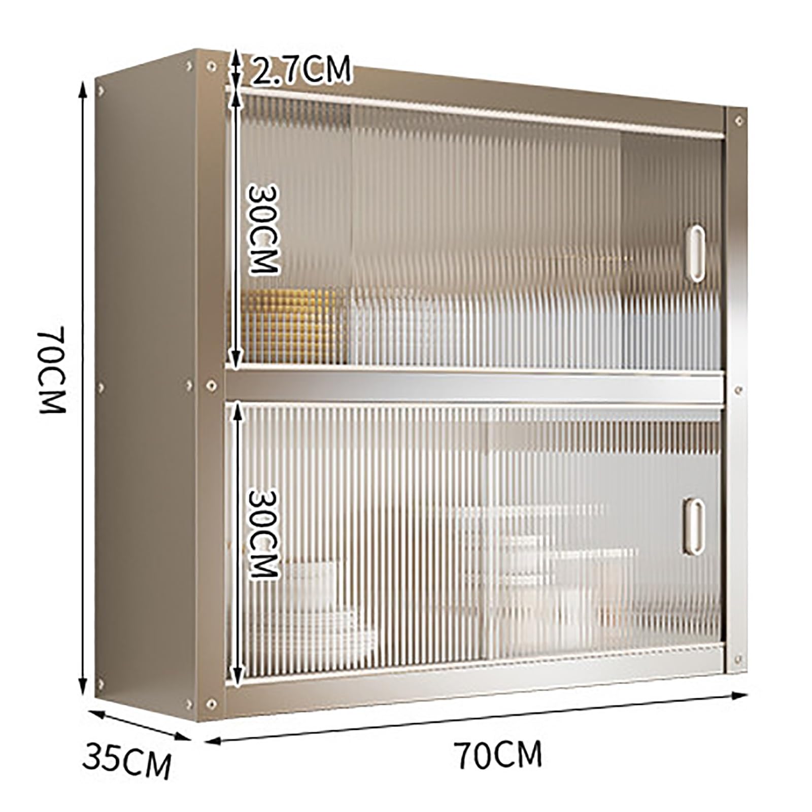 Inless - Mobile da cucina a parete in acciaio con ante scorrevoli, facile da pulire, per cucina, bagno, lavanderia, 70 x 35 x 70 cm