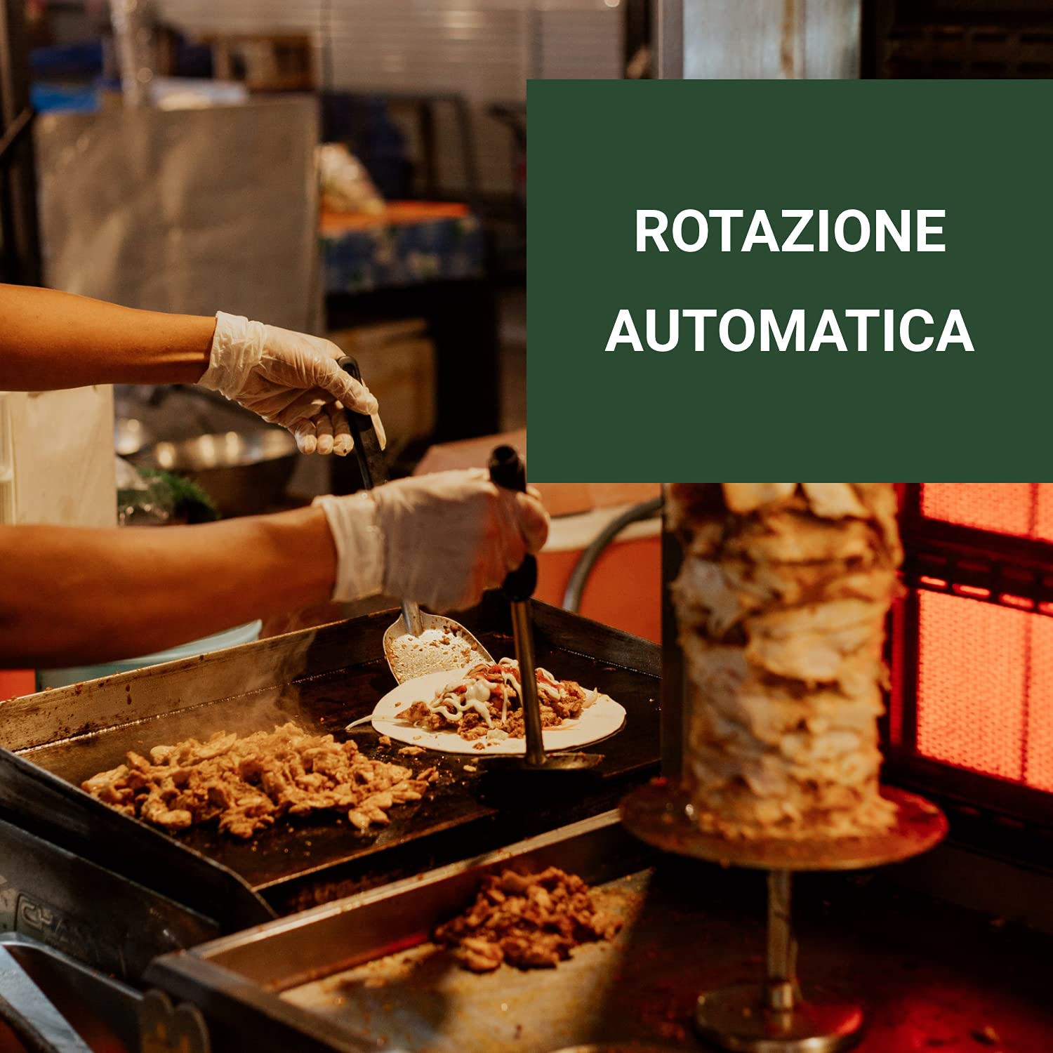 Ristoattrezzature Macchina Doner Gyros - Cuoci Kebab - A Gas - 25/30 kg