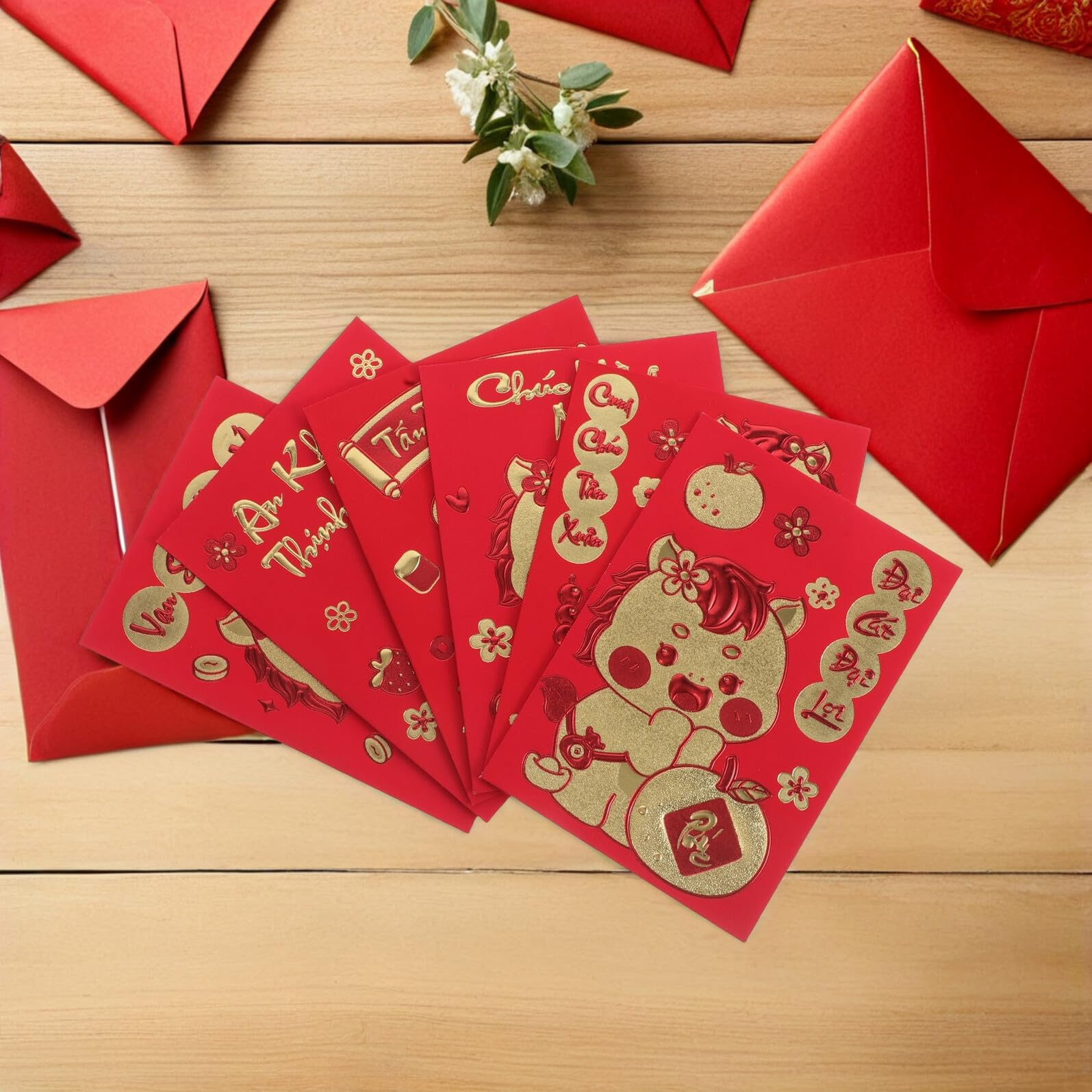 PRETYZOOM 360 Piezas Sobres Rojos Para Dinero De Año Vietnamita Sobres Hongbao Para Regalos Del Festival Lunar De Temporada