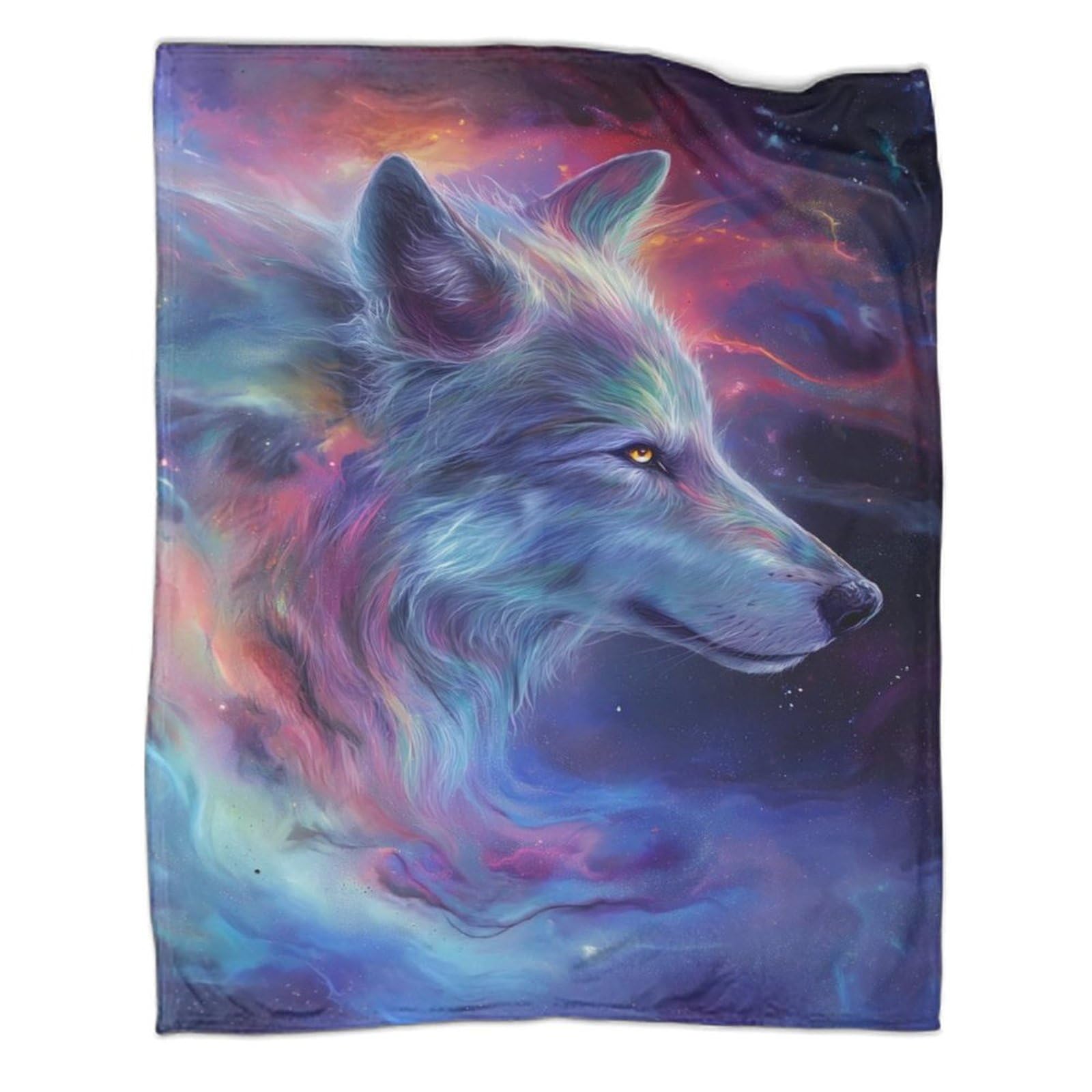 Plaid loup coloré 200x230 cm : couverture lit microfibre premium au toucher ultra doux