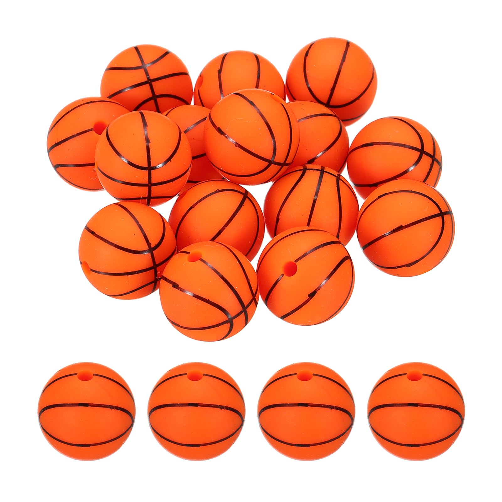 sourcing map 15 Pcs Silicone Sports Beads, 15mm Basketball Spacer Loose Beads, Ball Shaped Bead Beading Accessories for DIY Bracelets Necklaces Pendants Friendship Crafts