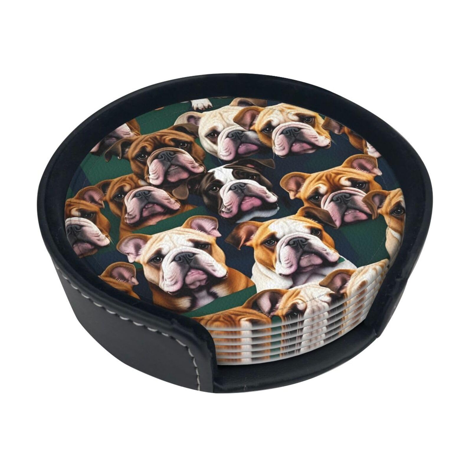 Dessous de verre bouledogue anglais en polyuréthane pour la protection de table lot de 6