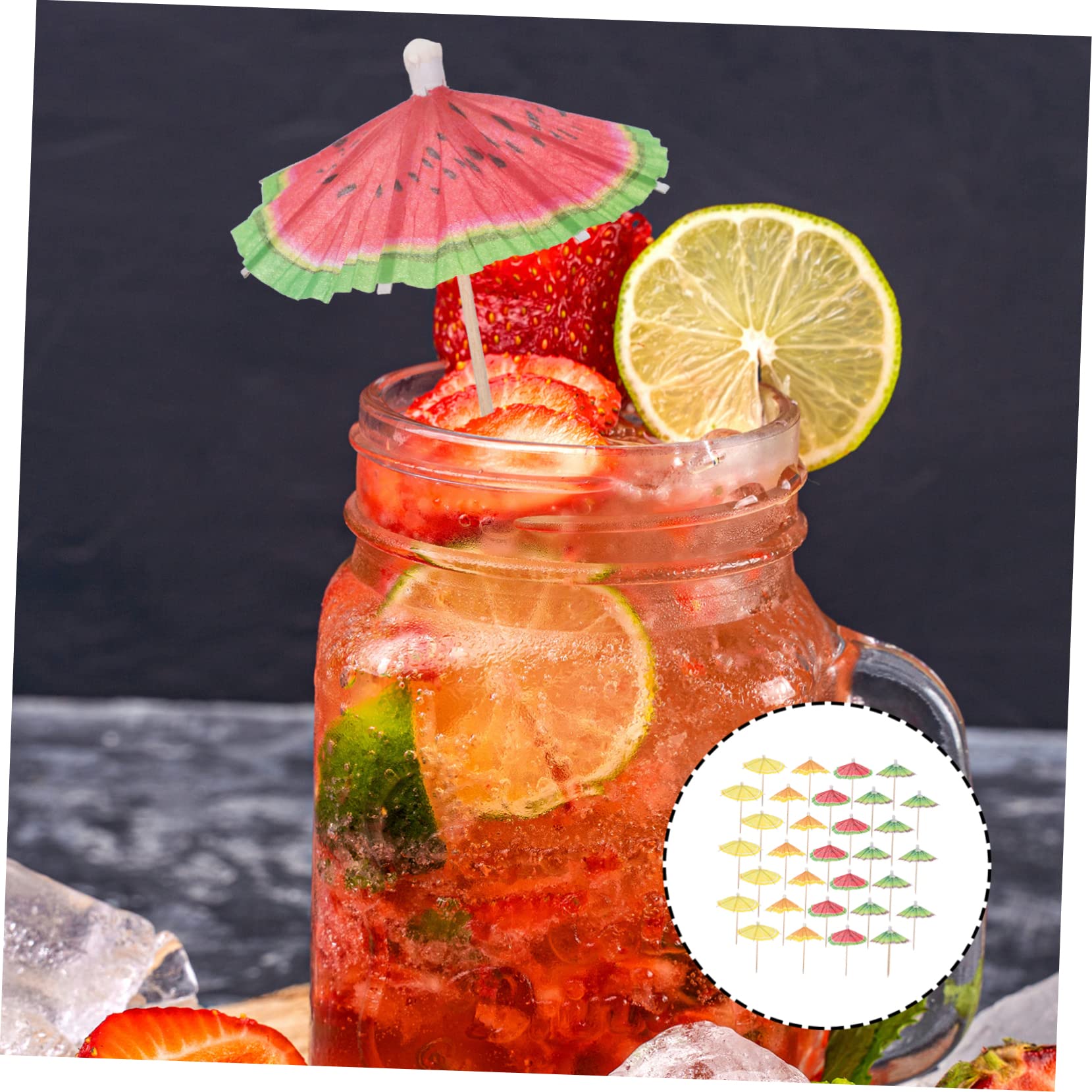IMIKEYA 5 Ensembles Bâtonnet De Fruits Parapluies Cocktails Cueillettes De Fruits De Fête Pics À Boisson Décoratifs Cueillettes De Fruits De Plage Bâtonnets De Gâteau Papier 40 Pièces * 5