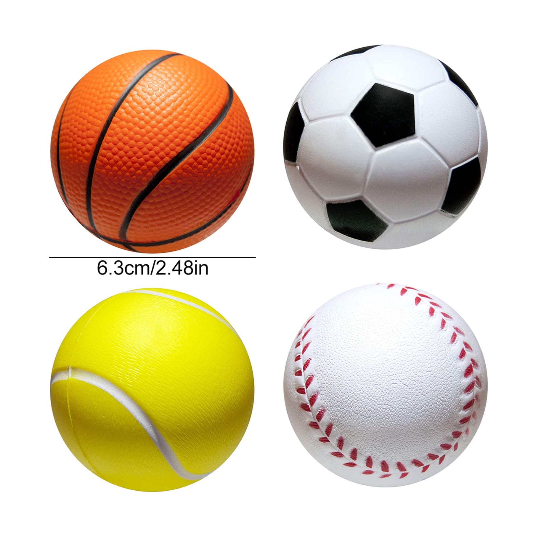 12 Balles De Sport En Mousse - Mini Football Basketball Baseball Tennis Pour Enfants Et Adultes