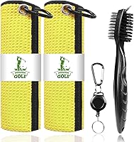 Vista 9 de Toallas de Golf Atractivas, Toallas de Microfibra con Patrón Gofre - Cepillo de Palos de Golf con Limpieza (2 Toalla Negra + Cepillo Negro)