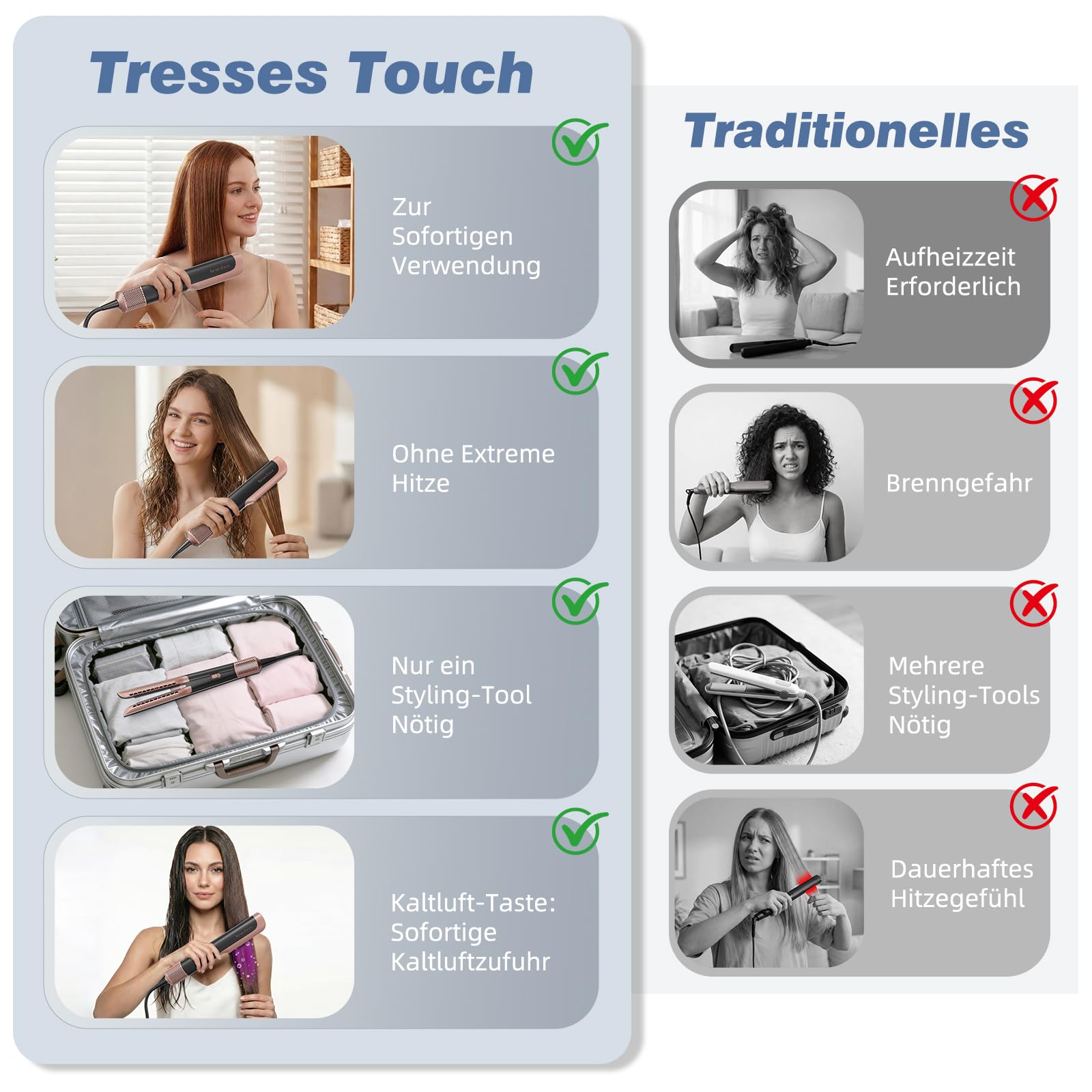 Airstraight Glätteisen mit Föhn, Ionen Air Haarglätter, Keine Hitzeschäden, Keine Heißen Platten, 110.000 U/min Air Straight Hair Straightener, 1300W, Max 160 ℃, für Mittleres Haar und Langes Haar