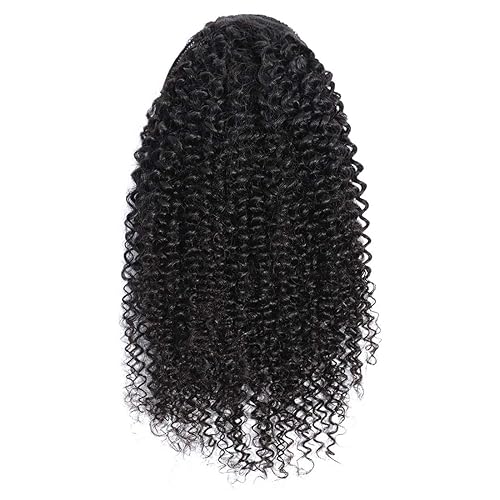 Miniatura 57 de Human Hair Water Wave Drawstring Ponytail Extensions - Natural Black Corn Wave for Black Women - Clip in Extensions (20")