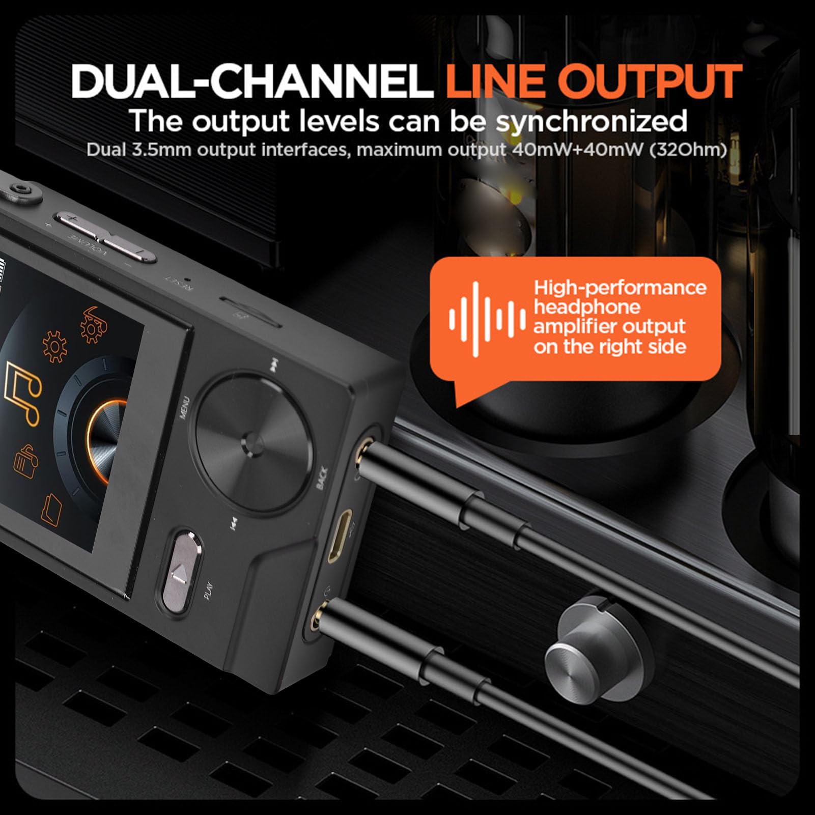 VBESTLIFE HiFi-MP3-Player, Verlustfreies DSD FLAC, 2-Zoll-LCD-Bildschirm, Hochauflösender Tragbarer Audioplayer mit 64-GB-Speicherkarte, Unterstützt Bis zu 256 GB