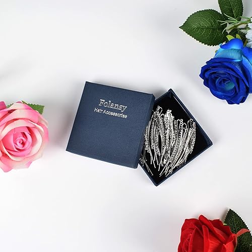 Miniatura 6 de Folansy 16 piezas de pasador de cristal transparente con diamantes de imitación para el cabello, decoraciones de metal para mujeres y niñas, 4