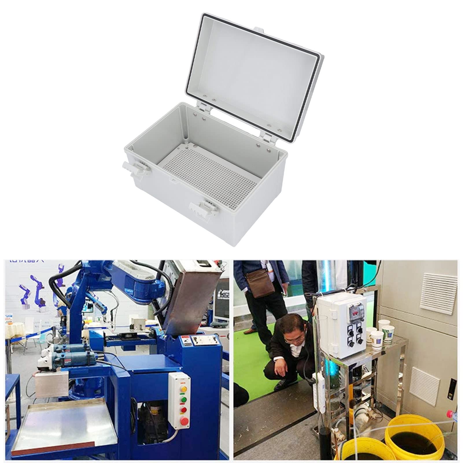 Tyenaza Scatola di connessione elettrica, Scatola di giunzione elettrica con coperchio incernierato grigio Scatola di progetto elettrica impermeabile IP67 per