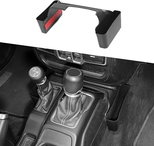 JWWY Caja de almacenamiento para palanca de cambios para Jeep Wrangler JL JLU y Gladiator JT 2018-2025 + 4xe, organizador de cambios, bandeja de