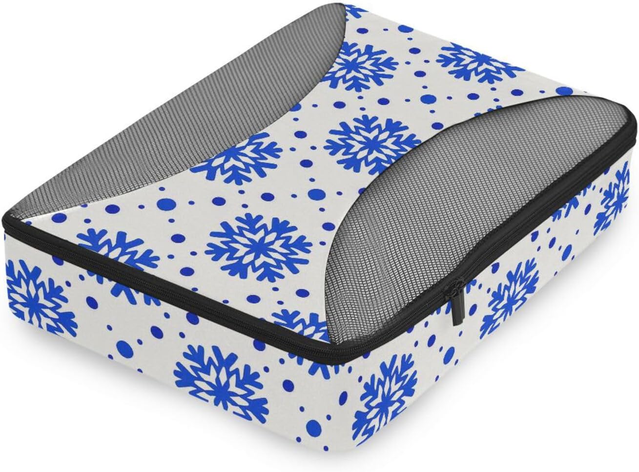 Snowflake Blue Polka Dot 4 Pcs set organizer for closet Mesh Travel Essentials lightweight compression packing cubes