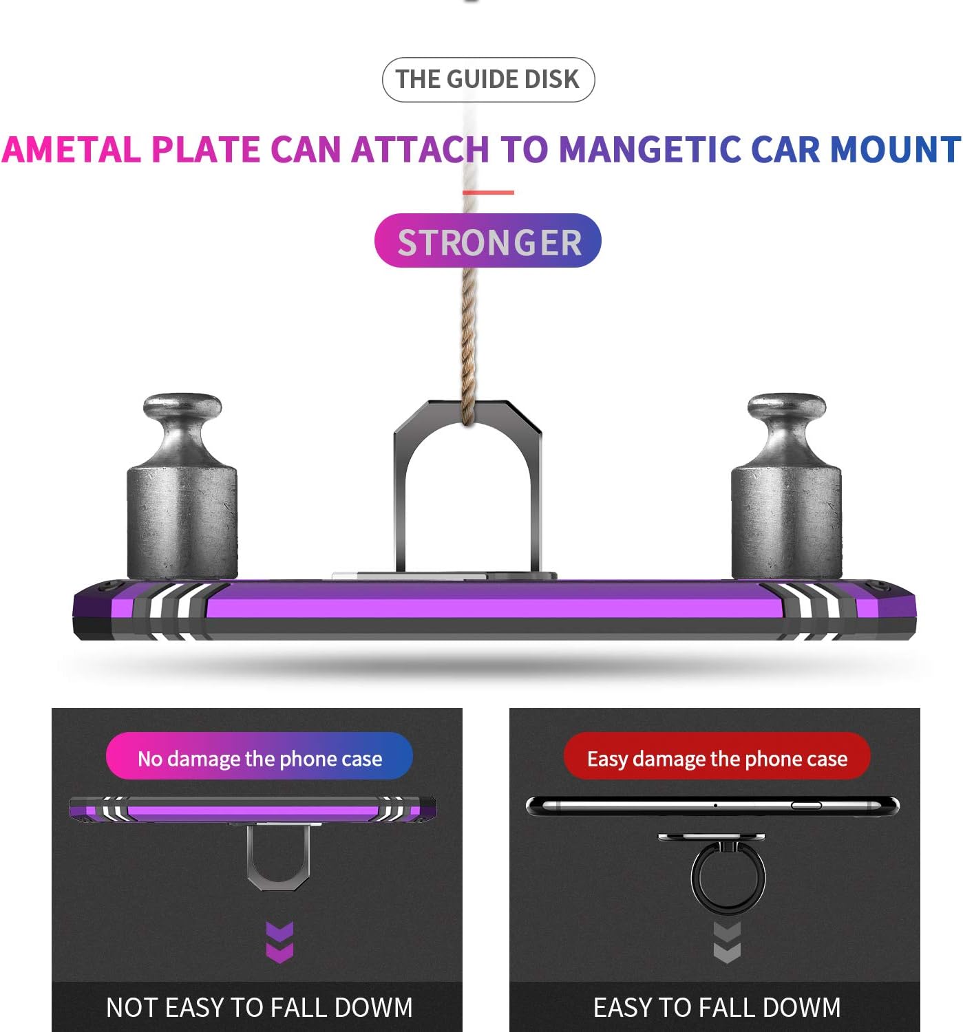 LeYi for Motorola Moto E6 Case with [2 Pack] Tempered Glass Screen Protector, [Military-Grade] Defender Protective Phone Case with Magnetic Car Ring Holder Mount Kickstand for Motorola E6, Purple