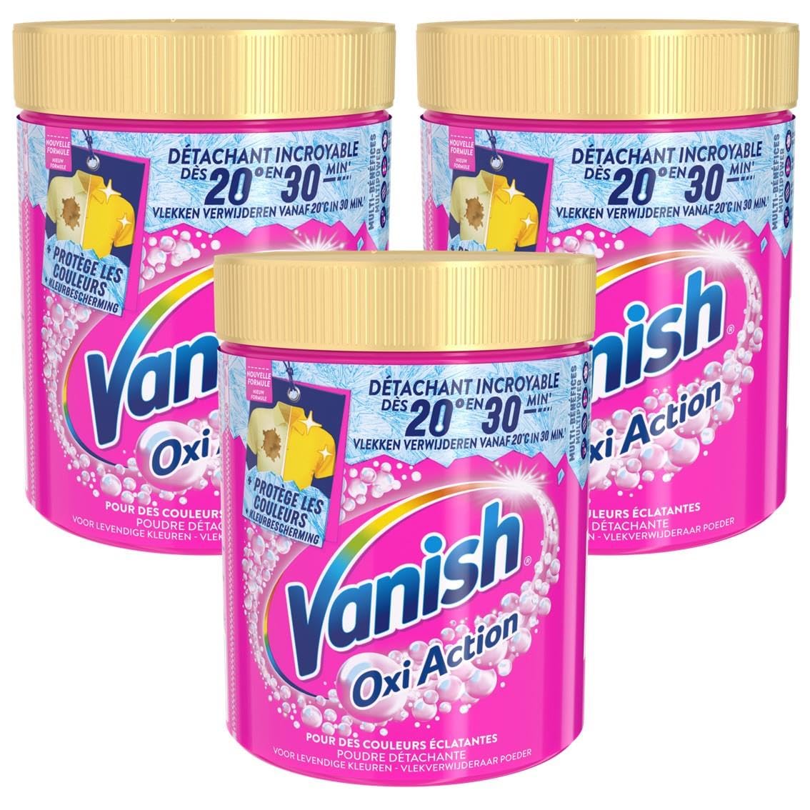 Vanish Oxi Action - Smacchiatore efficace a partire da 20 °C, 3 confezioni da 940 g