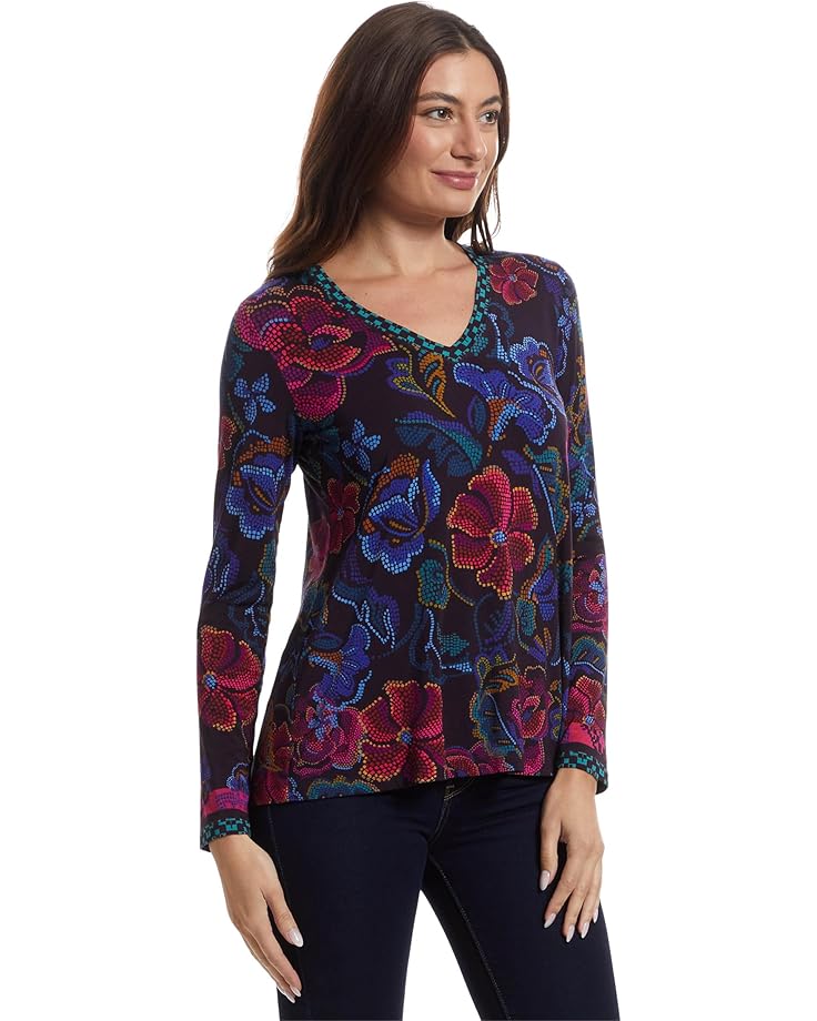 Johnny Was The Janie Favorite Long Sleeve V-neck Swing Tee- A - #2 of 5