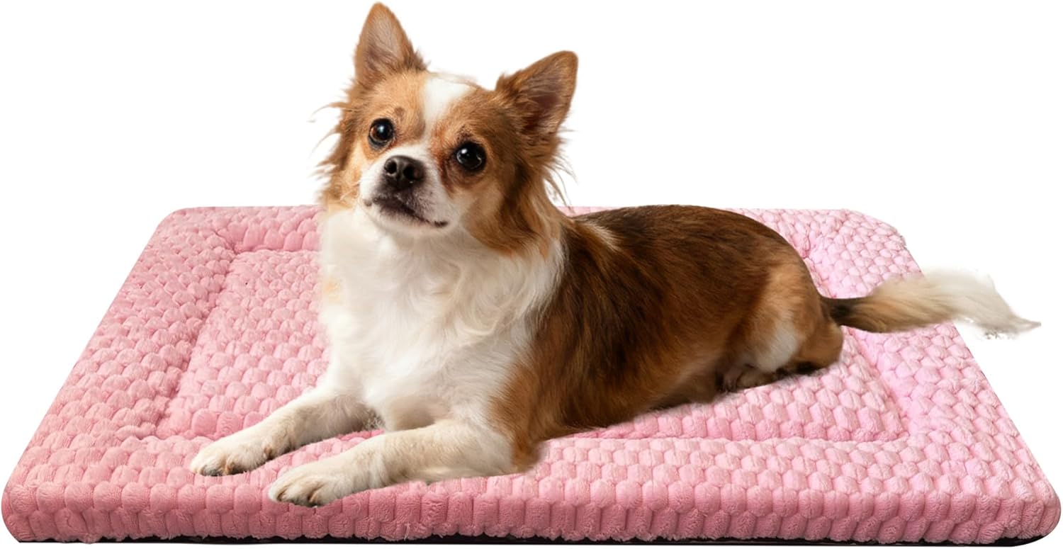 Dog Bed Crate Mat, Soft Durable Washable Anti-Slip Kennel Pad for Dogs & Cats, Reversible (Pink, M(30"*20"*1.5")) M(30"*20"*1.5") Pink
