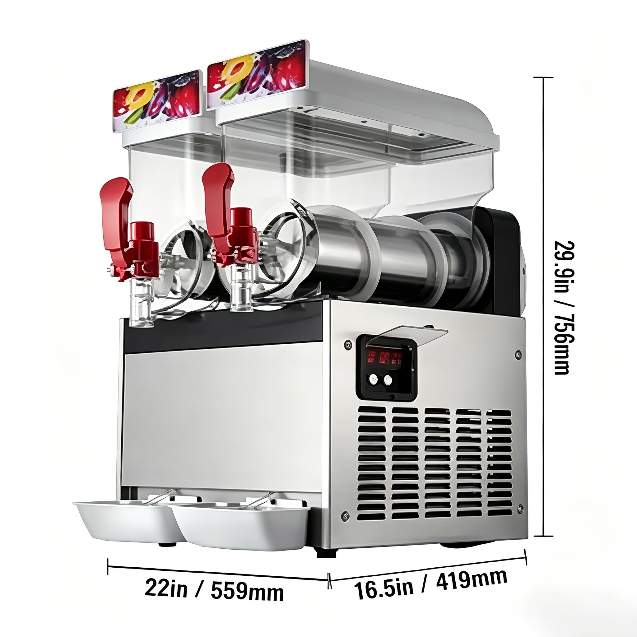 Máquina De Granizado Comercial De 30l, Fabricante De Bebidas Congeladas De 500w Con 15l X 2 Tanques
