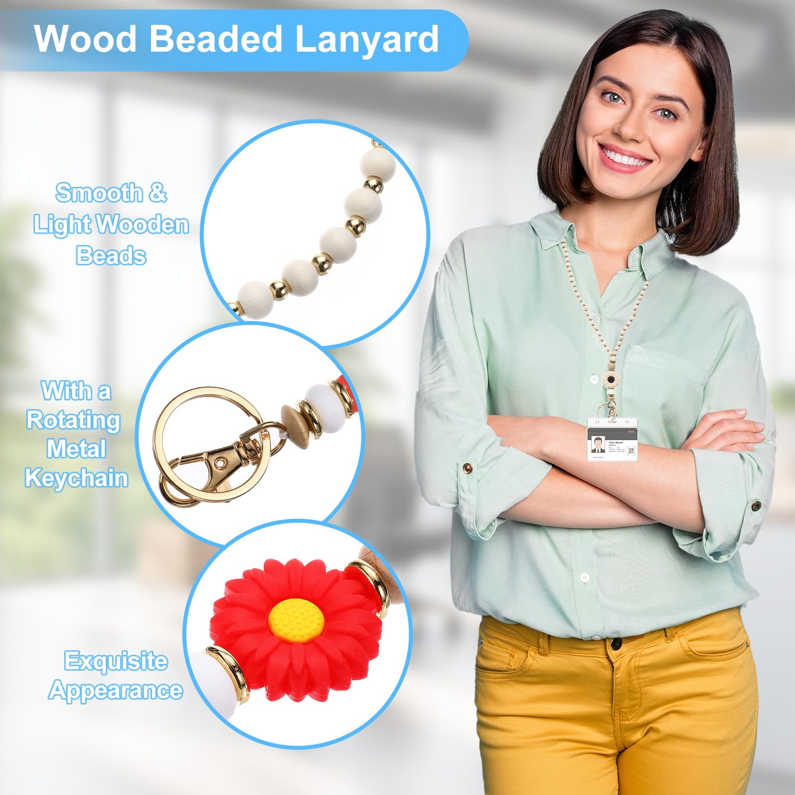 PATIKIL 80cm/31.5Inch Wood Beaded Lanyard - Image 3