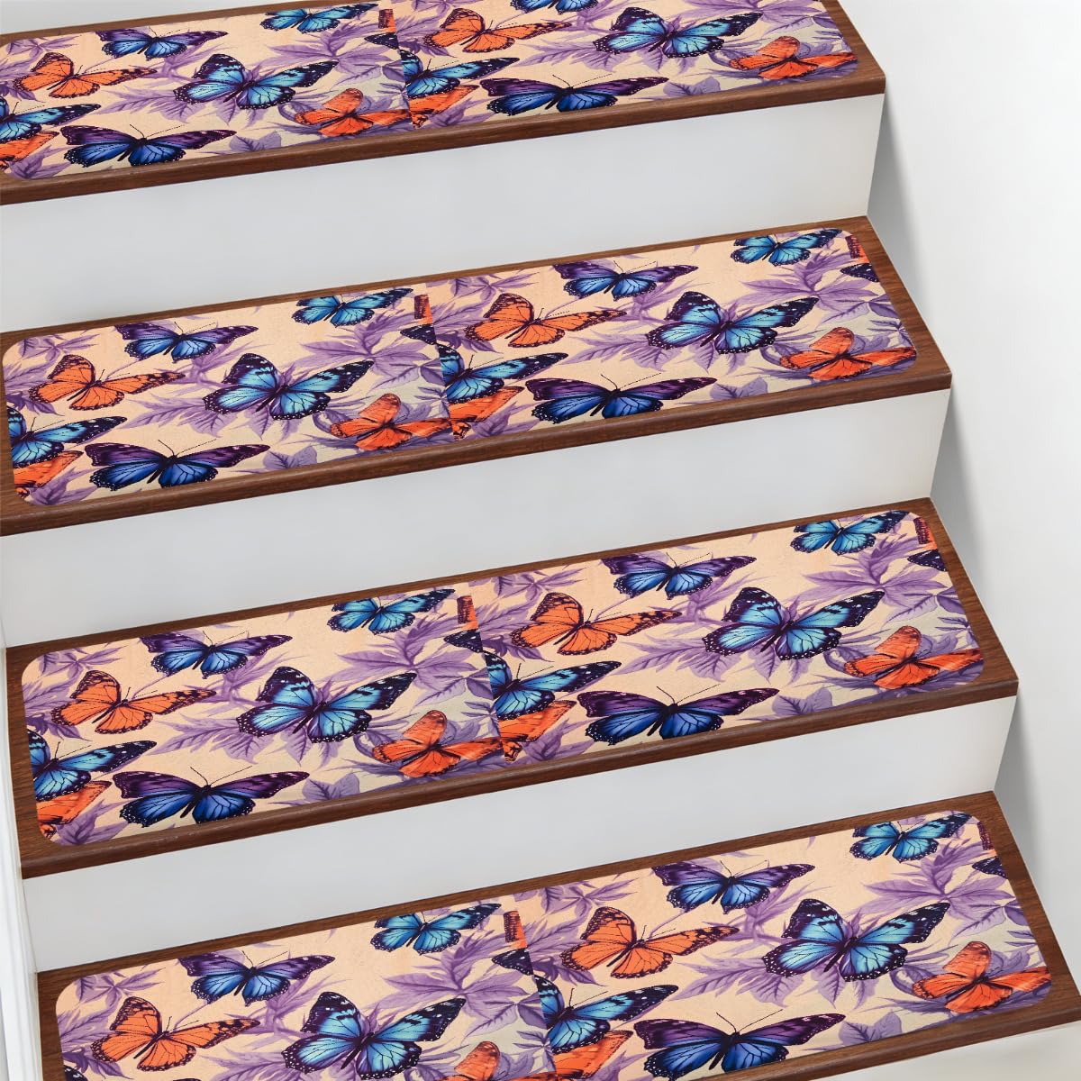 Alfombras para escaleras Mexpekil de 7.8x30" antideslizantes estilo bohemio
