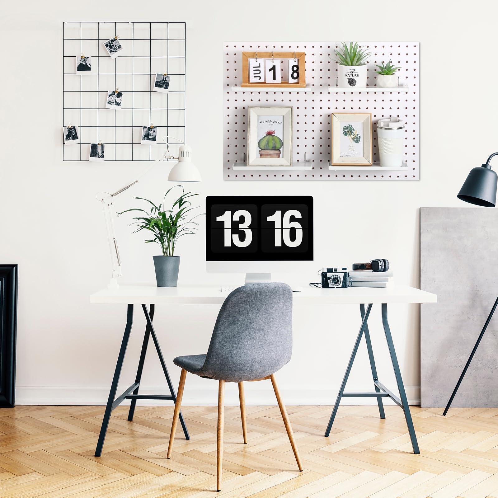 Lineshading Stecktafel-Regale, 25,4 x 10,2 cm, Metall-Regalhalterungen, Stecktafel-Zubehör, Wand-Organizer für Bastelraum, Zuhause, Garage, Kinderzimmer, Werkbank, Küche (weiß), 4 Stück