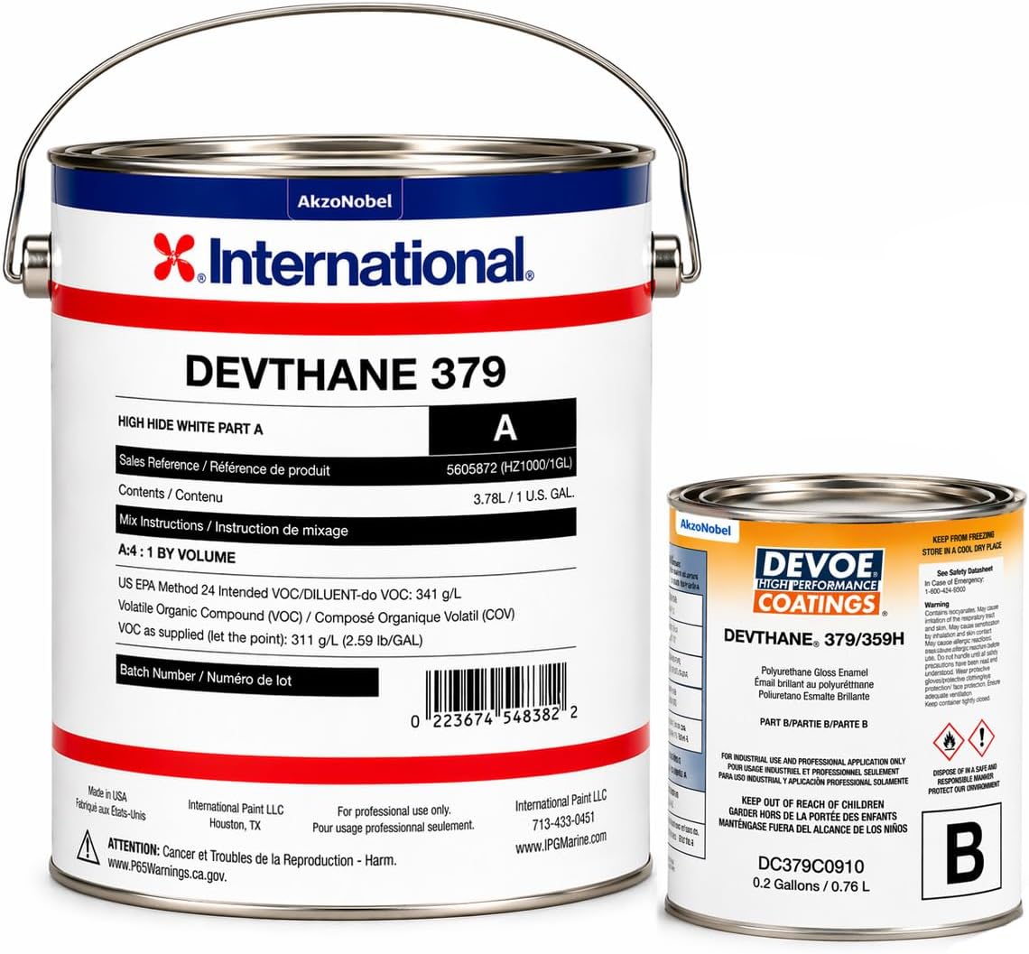 Devthane 379 Polyurethane Coating – High-Hide White | Industrial Grade for Bathtubs, Countertops, Aircraft, Marine, Metal | 1 Gallon | 2-Part with Part B