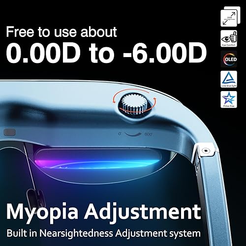 Miniatura 2 de AR/XR Glasses-VILINE Smart Glasses for Gaming Headset Video Display Glasses Myopia Adjustment 1800 Brightness Sunglasses,FHD Adapted for