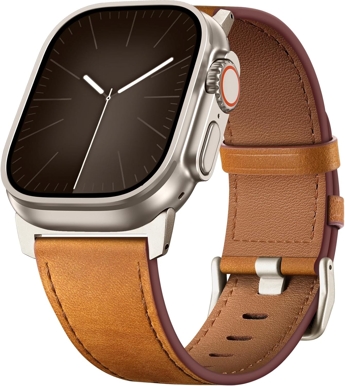 Easuny Leather Bands Compatible with Apple Watch Ultra 2 3/Ultra Band 49mm 44mm 45mm 46mm 42mm Men, Top Grain Genuine Leather Strap for iWatch Series 11 10 9 8 7 6 5 4 SE3 SE2 SE 3 2 1