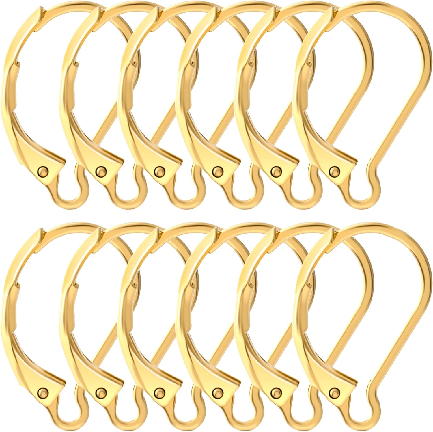 12 Pcs Stainless Steel Leverback Earring Hooks, 0.6"x0.43",Gold