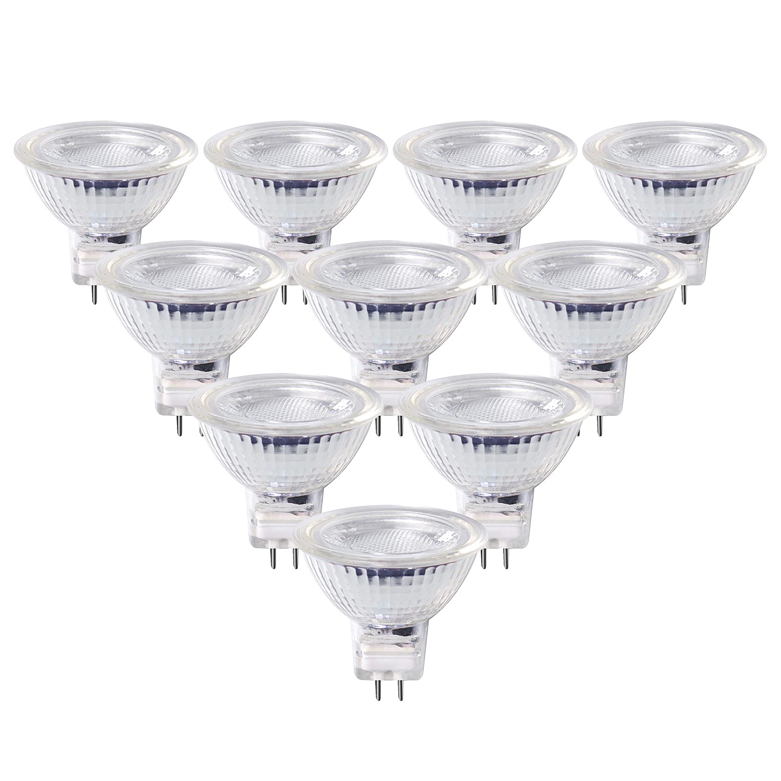 Luxvista MR16 GU5.3 LED Light Bulbs, 3W (20W 35W Equivalent), GU5.3 Bi-Pin Base, AC/DC 12V 2 Pin MR16 LED Soft White, 12 Volt Spot Lights for Landscape Flood Track Lighting (Warm White, 10-Pack)