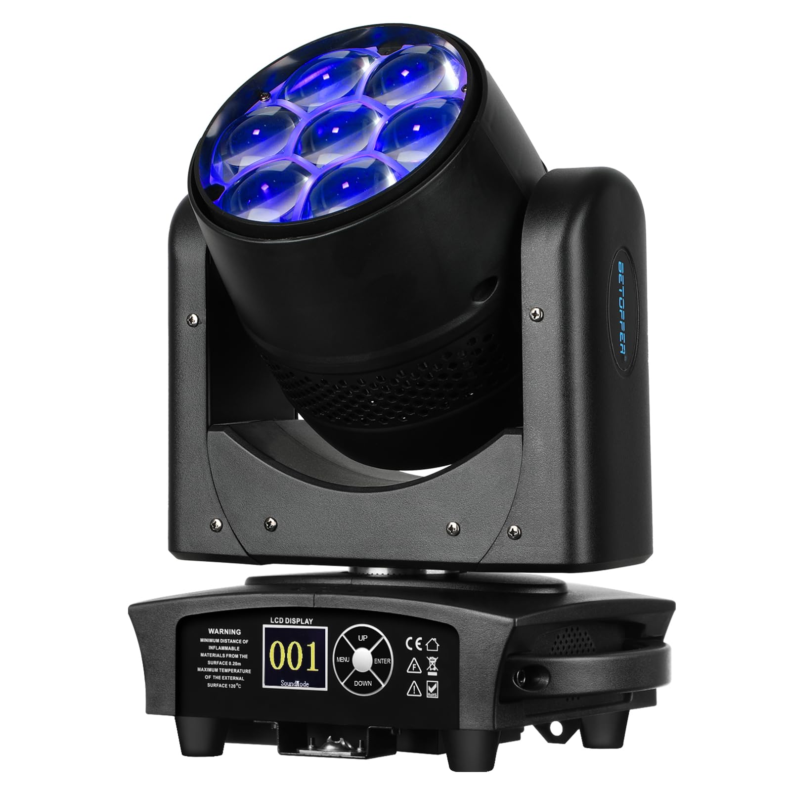 BETOPPER Teste Mobili 350W Luci Discoteca - Moving Head LED 7x40W RGBW Beam/Wash/Zoom Bee Eye - Luci Spot per Illuminazione da Palco con Attivazione Sonora per Party, Club, Bar, e Casa
