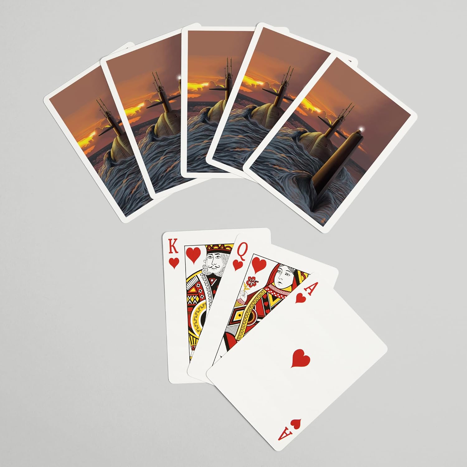 Lantern Press Submarine and Sunset, 52 Playing Cards for Adults, Poker Size Card Deck