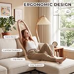 UMAX 3 Seater Sleeper Sofa Couch with Removable Ottoman, Convertible Modular Sofa Bed, Deep Seat & Sturdy Legs for Living Room, Apartment and Small Space, Beige
