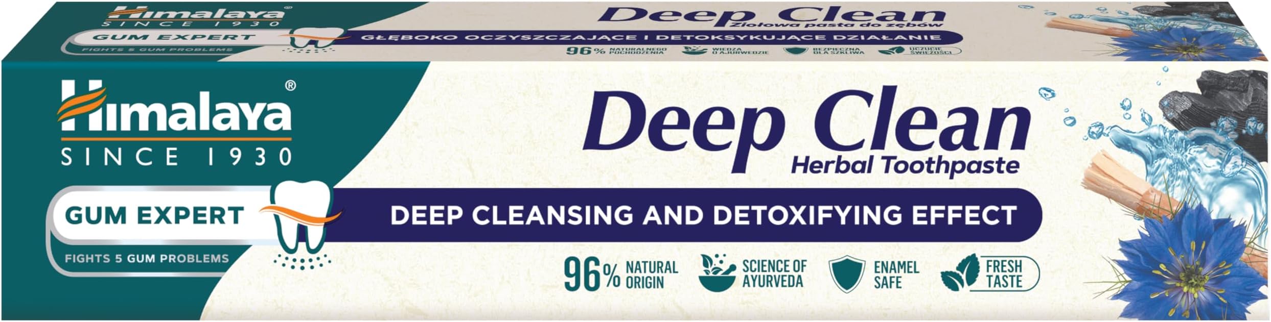 Himalaya Deep Clean Herbal Toothpaste 75 ml | No Fluoride, Healthy Teeth & Gums, Papaya & Pineapple Enzymes for Teeth Whitening, Deep Cleaning and Freshness, Ayurvedic Toothpaste