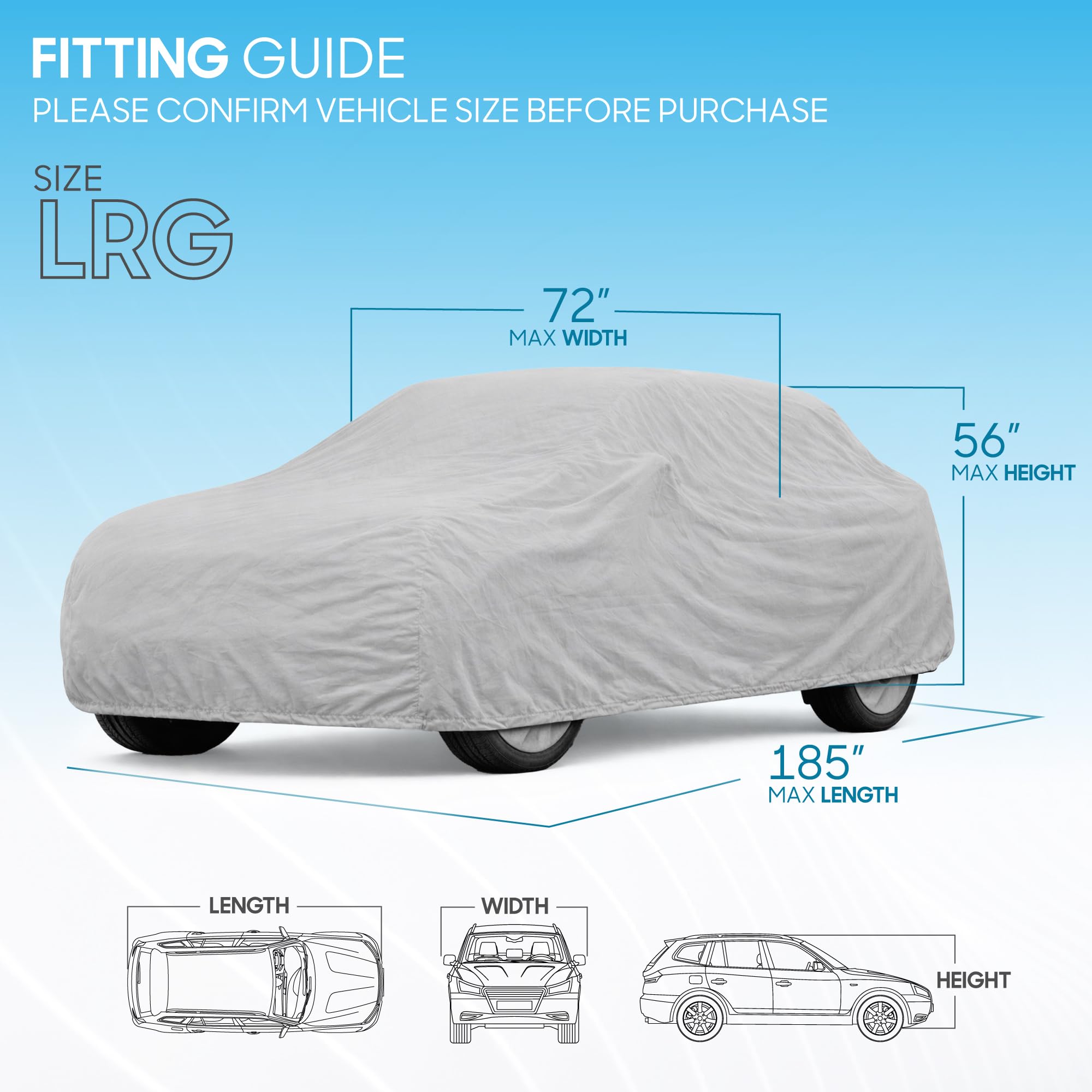 BDK SUV Van Car Cover Water-Resistant All-Weather Indoor Carport Vehicle Cover with UV Dust Protection Breathable Scratch-Proof Lining — view 2