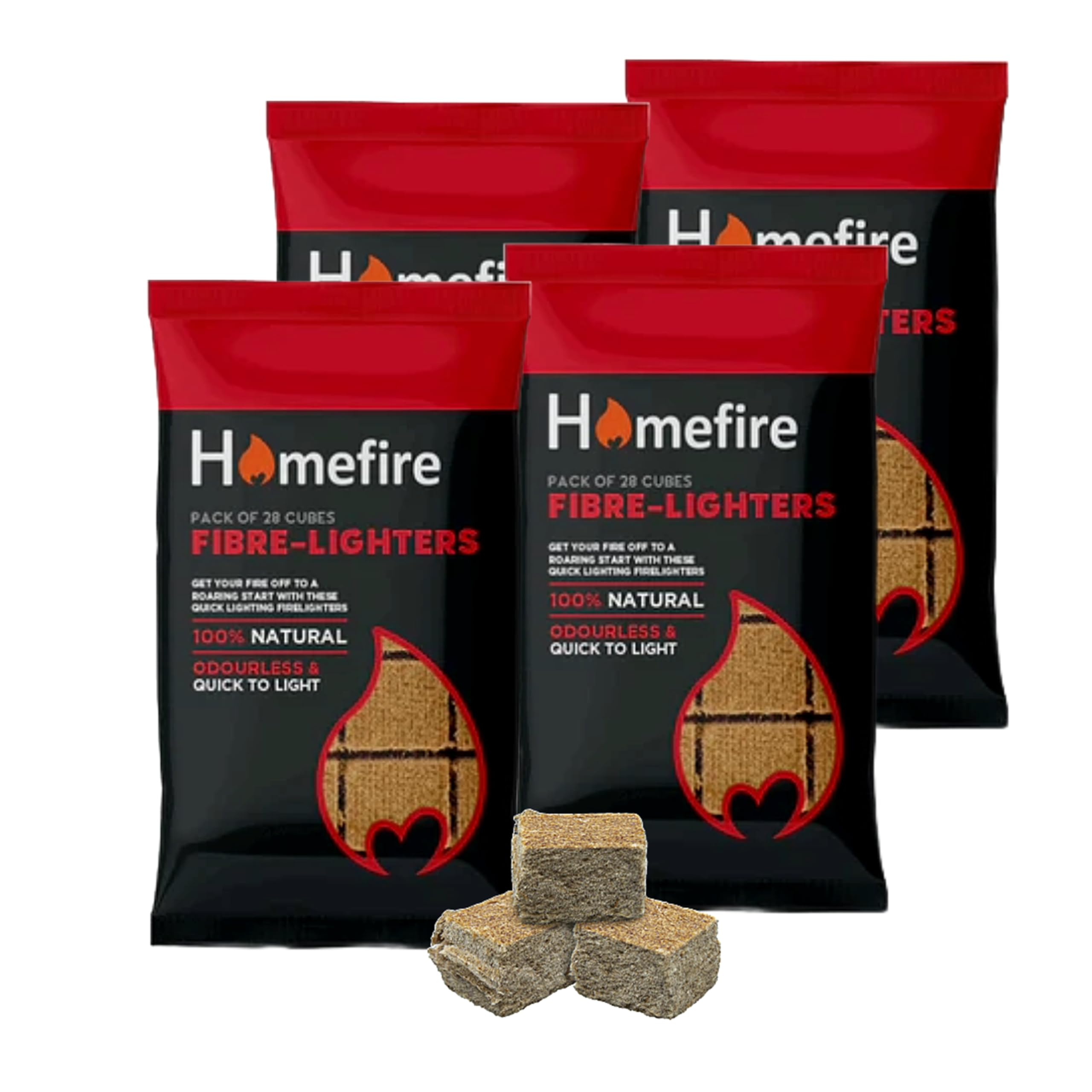 Topline Natural Wood Fibre Firelighters - 112 Odourless Fire Starters Ideal for Wood Burners, Multi-fuel Stoves, Fire Pits, Pizza Ovens, BBQs, Fireplace, and Open Fire. Comes with Topline Card.