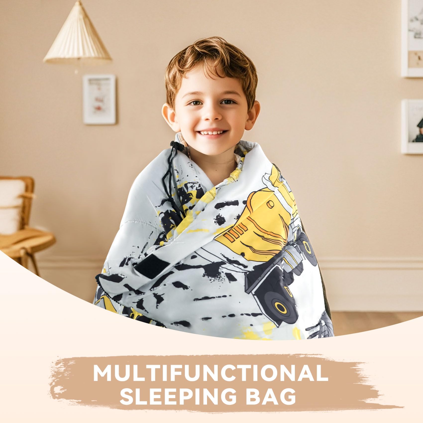 Kinderschlafsack 3-Jahreszeiten für Camping, Wasserdicht und leicht mit Packsack, Ideal für Jungen und Mädchen bei Camping, Übernachtungen, Wandern und Mittagsschlaf