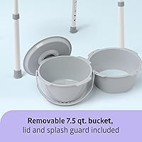 Vista 6 de Medline Cómoda plegable 3 en 1 gris oscuro con asiento alargado, tratado con microban, portátil, ajustable, duradero, ideal para pacientes médicos