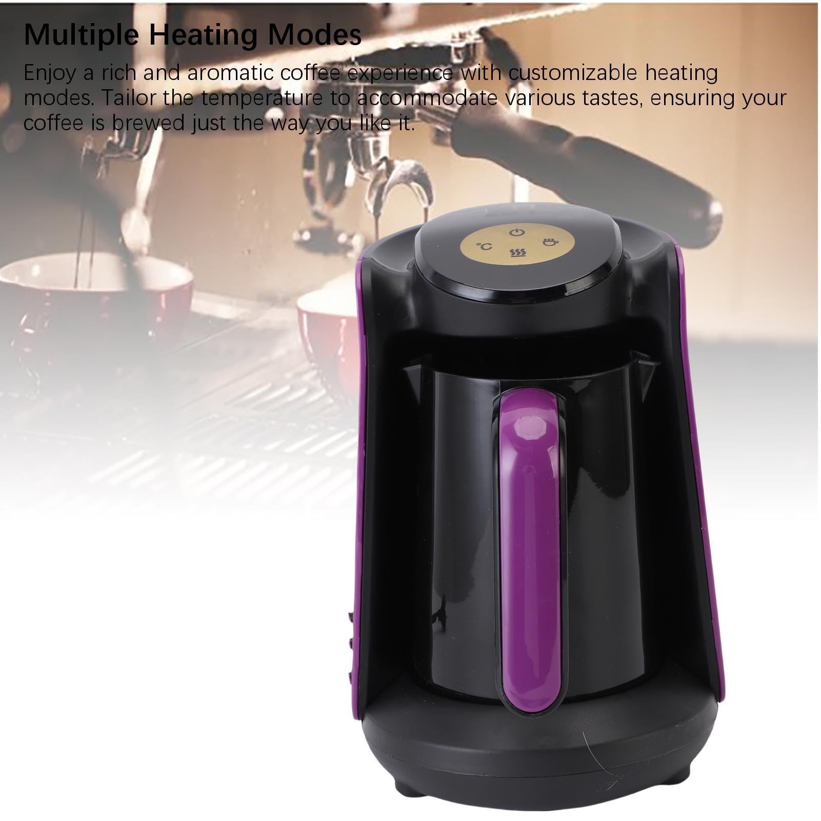 Mumusuki Türkische Kaffeemaschine, 400 W 6 Tassen Elektrische Türkische Kaffeemaschine mit Trockenem Kochen, Überhitzungsschutz und Anti -Überlauf -System für Kaffeee Heiße Getränke (EU-Stecker)