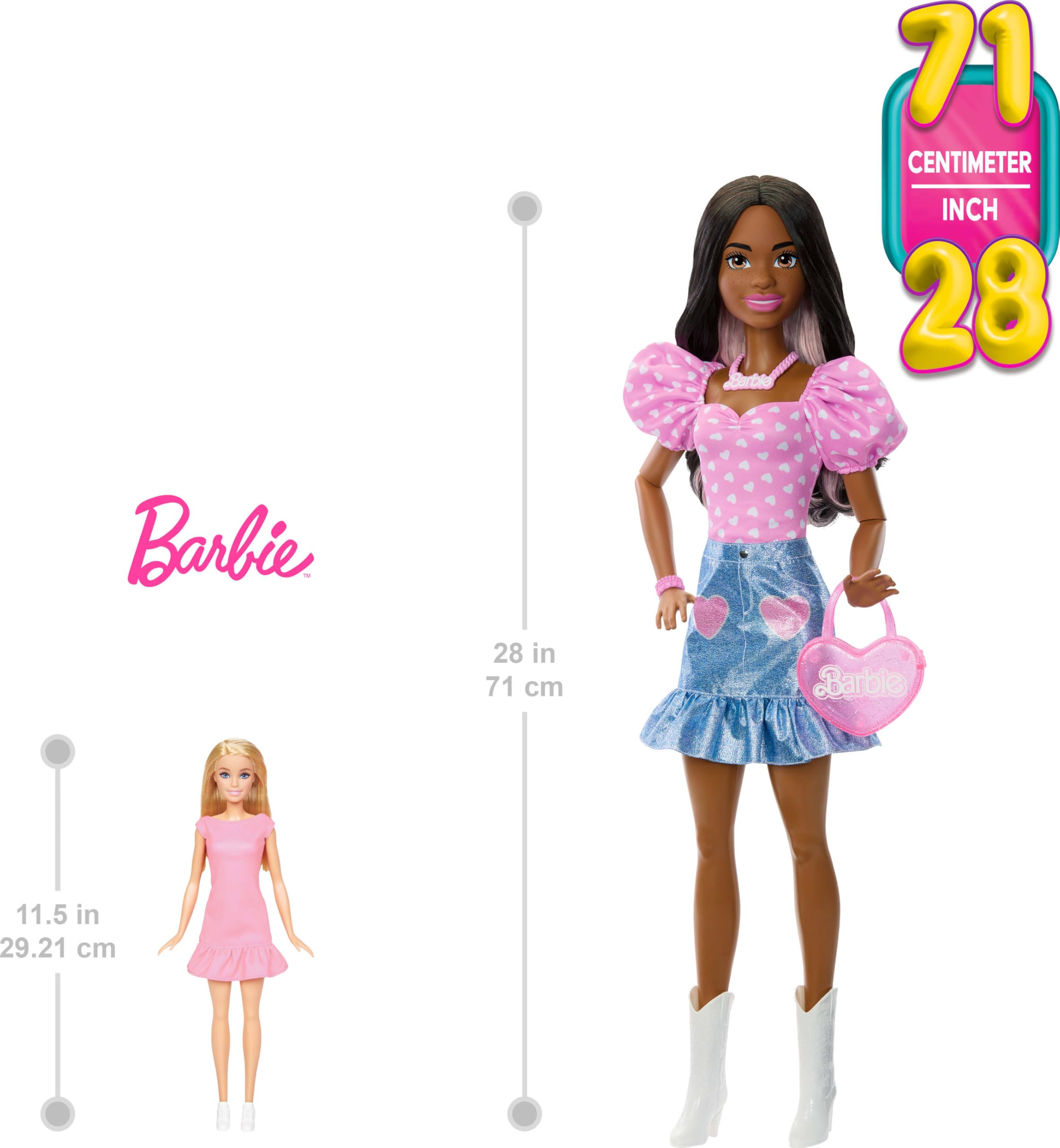 Amazon.com: Barbie 28-in Dark Brown Hair Fashion Doll with
