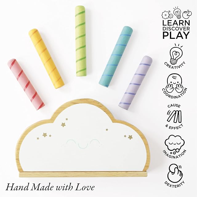 Foto 7 de 8 de Le Toy Van PL133 Wooden Educational Petilou Rainbow Cloud Pop Press and Release Baby Sensory Montessori…