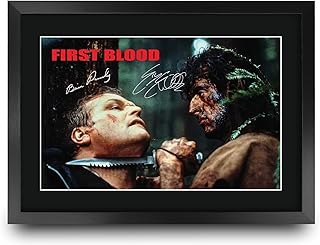 HWC Trading Rambo First Blood Scene 1 Gifts Printed Signed Autograph Picture for Movie Memorabilia Fans - 16" x 12" Framed